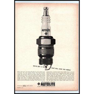 1963 Autolite Spark Plug Vintage Print Ad We've Got a Tip Wall Art Photo Ford